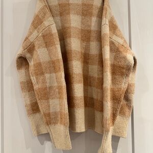 Mango Soft Knit Sweater in Cream and Tan